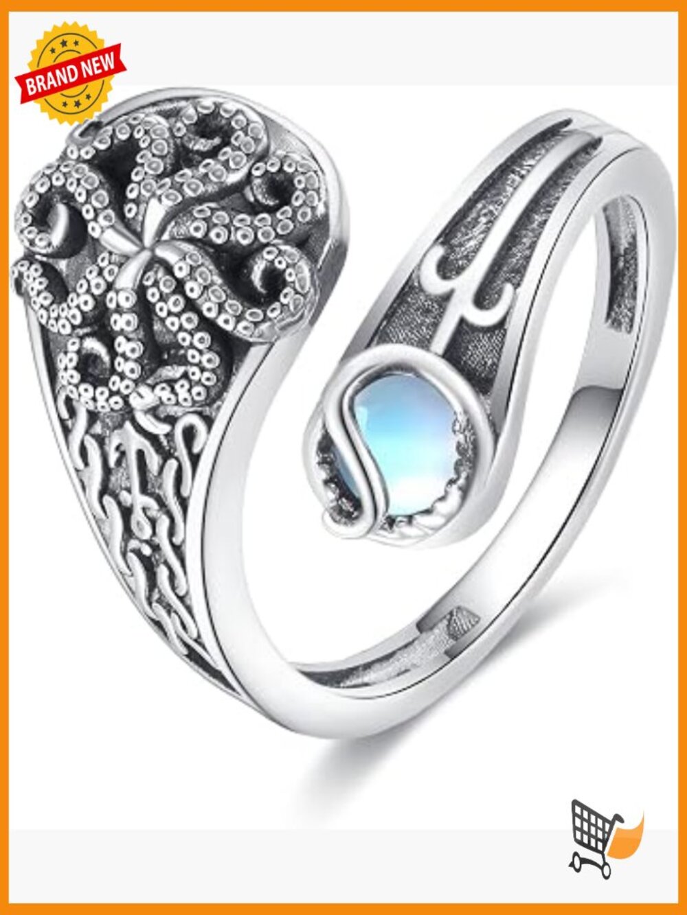Sterling Silver Adjustable Turtle Spoon Ring Statement Jewelry